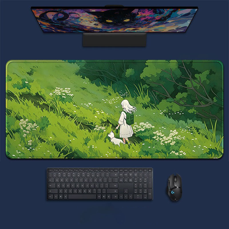 Desk Setup Natural - Anime Kız Orman Manzarası Büyük Oyun