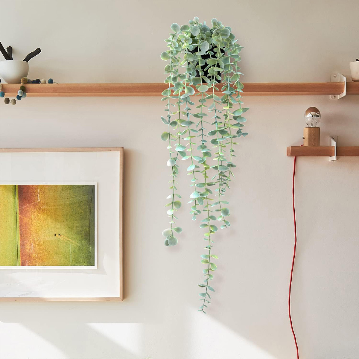 Desk Setup Plants - Yapay Sarmaşık Asılı Okaliptüs Asması Plastik