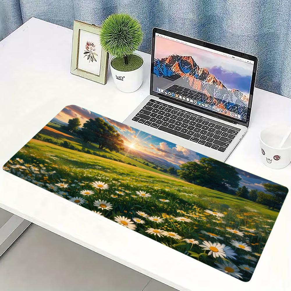Desk Setup Natural - Doğal Papatya Çayırları Geniş Genişletilmiş Oyun