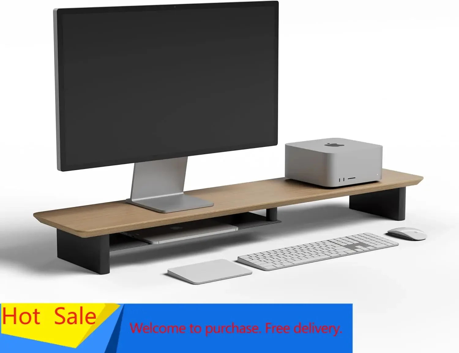Setup Desk Monitor - Beyaz Meşe Çift Katmanlı Ergonomik Masa