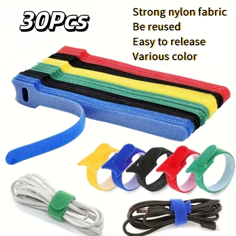 Cable Velcro Strap - 30 Adet Çok Renkli Yeniden Kullanılabilir