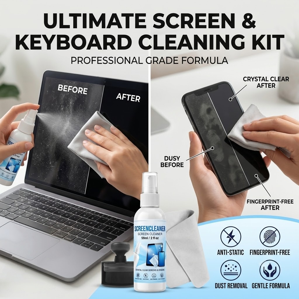 Monitor Cleaning Kit - Anti-Statik Ekran Temizleyici Sprey Seti, Bez