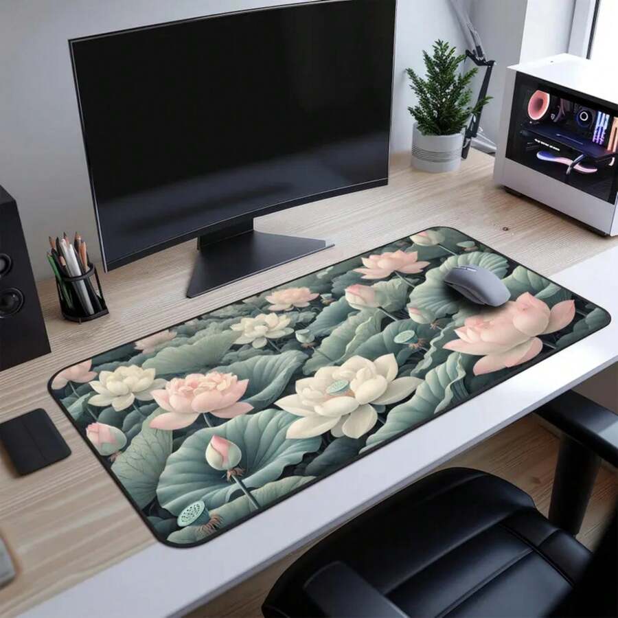Büyük Lotus Çiçeği Masa Örtüsü - Desk Setup Natural incelemesi ve fiyatı