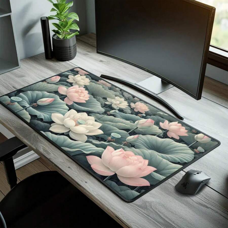 Büyük Lotus Çiçeği Masa Örtüsü - Desk Setup Natural incelemesi ve fiyatı